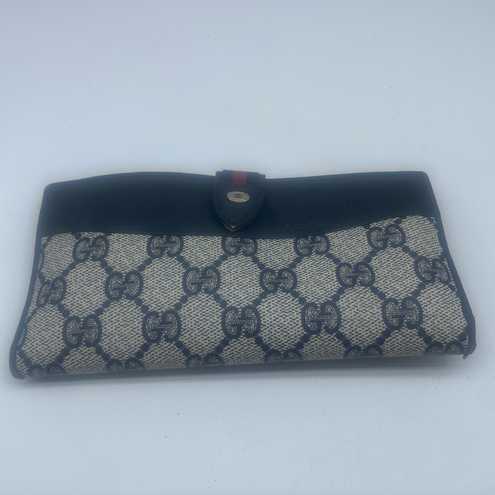 Gucci Beige Brown GG Monogram Continental Wallet with leatherTrim